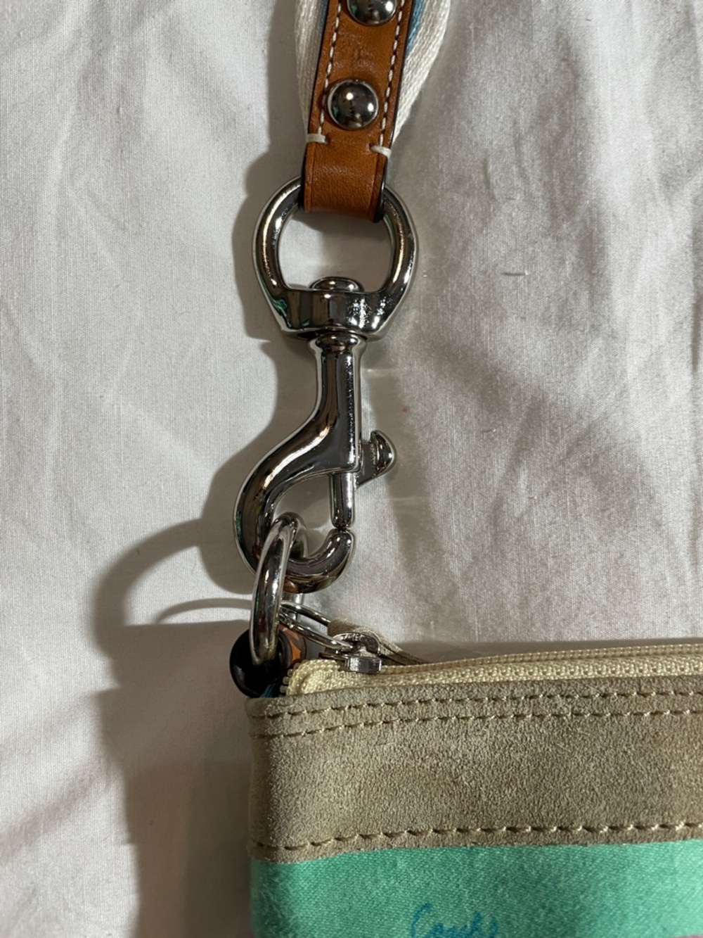 Coach Striped Multicolor Crossbody Bag with Blue Strap - Picture 5 of 13